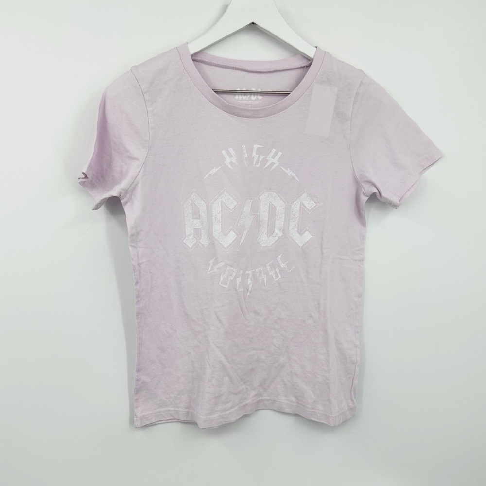 ACDC Pink Baby Tee Size Small Grunge